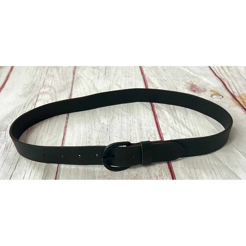 Kids Black 100% Leather Belt Size M Matte Black Buckle 100097062W